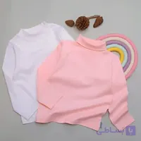 بلوز تک یقه اسکی دخترانه جنس نخ پنبه درجه یک