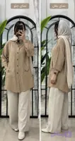 مانتو جلو بسته دکمه داره قواره دارسایزبزرگ جنس زیپی خنک تابستونی با تنخور بینظی