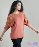 تیشرت آستین سه ربع مرواریددوزی جنس ویسکوز