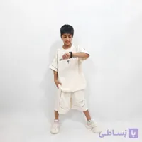 ست دو تیکه اسپرت مدل "کراس بیسکویتی" (تیشرت لش + شلوارک راحتی وارداتی مناسب سنین 5 تا 14 سال