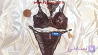 ست شورت و سوتین گیپوردار دانتل گره ای  (قهوه ای)