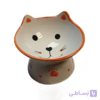 ظرف غذا و آب سگ و گربه مدل گوشدار سرامیکی پایه