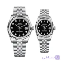 ست ساعت رولکس دیت جاست زنانه و مردانه صفحه مشکی 5649