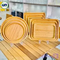 سینی بامبو سه تایی لبه دار اصل مدل مستطیل Bamboo Wood l