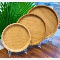 سینی بامبو سه تایی لبه دار اصل مدل گرد Bamboo Wood l