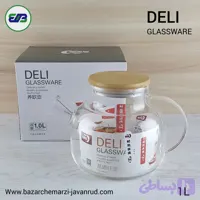 قوری پیرکس دلی شعله مستقیم درب بامبو 1 لیتری مدل | DELI GPH20