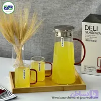 پارچ و لیوان پیرکس دلی همراه با سینی بامبو مدل | DELI GPH27Y/L8 270ML
