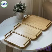 سینی بامبو سه تایی دسته دار اصل مدل مستطیل Bamboo Wood l