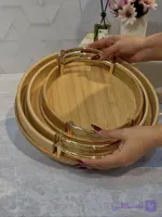 سینی بامبو سه تایی لبه دار اصل مدل گرد Bamboo Wood l