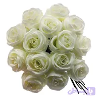 گل مصنوعی مدل دسته رز توپی 14 شاخه رنگ نباتی
