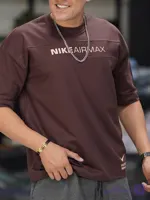 تیشرت دو نخ پنبه vip مدل nike مردانه شکلاتی کد1716