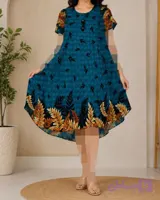 پیراهن زنانه کوتاه خارجی نخی H7618 - استایل وان