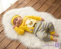 ست سه‌تکه نوزادی طرح گوسفند زیبا مدل Beautiful Sheep – بادی، شلوار و کلاه سایز ۱ تا ۳