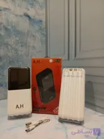 پاور بانک |باطری لیتیوم پلیمر POWER BANK AH-A2 20000 MAH 22.5 4 CABLES AND DIGITAL SUPER FAST WHITE