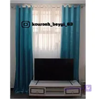 پرده کامل پانچ عرض 2 ارتفاع 280 دو عدد مخمل شانل و حریر الگانت