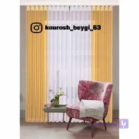 پرده ورتیکال ساده زرد و سفید