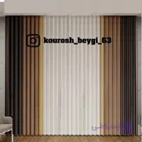 پرده دیکی ورتیکال یا ورتیلاین طرح قهوه‌ای و خردلی کد 007