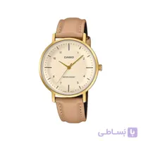 ساعت مچی عقربه ای زنانه کاسیو بند چرم عسلی LTP-VT03GL-4B