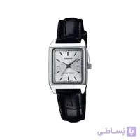 ساعت مچی زنانه کاسیو بند چرم مشکی قاب مربع LTP-V007L-7E1