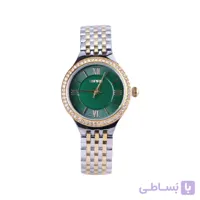 ساعت مچی اسپریت زنانه فلزی صفحه سبز قاب نگین دار L 4116/7