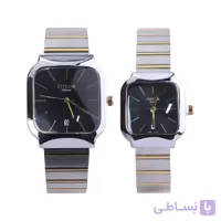 ساعت مچی ست فلزی سیتیزن نقره ای طلایی قاب مربع GL 0015/3