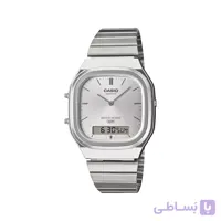 ساعت مچی کاسیو دو زمانه فلزی نقره ای AQ-240E-7A