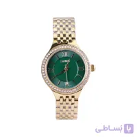 ساعت اسپریت زنانه فلزی طلایی صفحه سبز قاب نگین دار L 4116/6