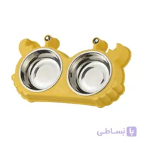 ظرف دوقلو سگ و گربه با کاسه استیل مدل چشم گربه