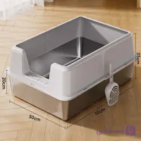 باکس و ظرف خاک گربه استیل بزرگ مدل Huge | وارداتی
