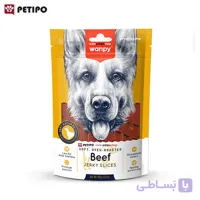 تشویقی نواری نرم سگ طعم گوشت گاو کبابی ونپی (Wanpy Soft Beef Jerky Slices Dog Treats) وزن ۱۰۰ گرم