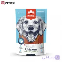 تشویقی استیکی سگ طعم مرغ ونپی (Wanpy Chicken Jerky Steaks Dog Treats) وزن ۱۰۰ گرم