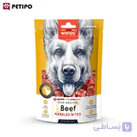 تشویقی تکه ای نرم سگ طعم گوشت گاو کبابی ونپی (Wanpy Soft Beef marbled Bites Dog Treats) وزن ۱۰۰ گرم