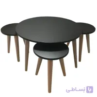 میز جلو مبلی عسلی دایره گرد مشکی مدل مینیمال مجموعه ۴ عددی
