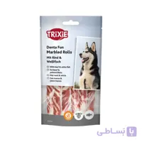 تشویقی دنتال سگ تریکسی مدل Denta Fun Marbled Rolls با طعم گوشت و ماهی وزن 70 گرم