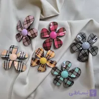 گیره مو انبری گل بابونه طرح تارتان (چهارخونه)