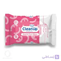 دستمال مرطوب دست و صورت CLEAN UP رطوبت رسان پوست 50 عددی