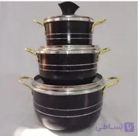 سرویس قابلمه 6 پارچه گرانیتی داخل زنبوری بدون جعبه(۳قابلمه)