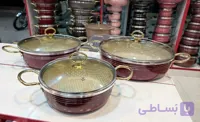سرویس ۳ تابه ۶ پارچه پاراب دسته طلا