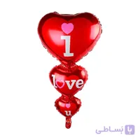 بادکنک فویلی قلب سه تایی I Love