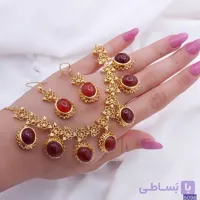 نیم‌ست سنگ‌دار فیروزه و عقیق کد 5098