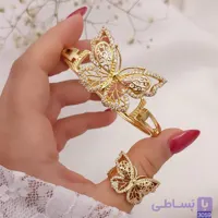 ست دستبند و انگشتر جواهری پروانه کد 3059