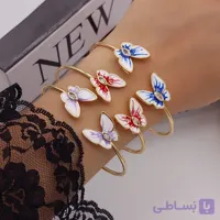 دستبند پروانه میناکاری رنگ ثابت، ضد حساسیت، آبکاری طلا