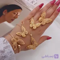 سرویس کامل زنانه پروانه جدید رنگ ثابت آبکاری طلای 24K خرید از آنلاین شاپ لیان