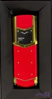 گوشی موبایل ورتو مدل Signature S طرح چرم ساده رنگ قرمز طلایی کپی Vertu High Copy حافظه 4 گیگابایت