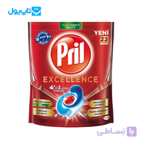 قرص ماشین ظرفشویی پریل Pril مدل Excellence 4in1 بسته 22 عددی