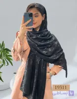 شال مشکی کرپ طرحدار 19311