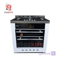 اجاق گاز طرح فر پنج شعله رویه شیشه مدل آرستا و تکنو ولوم بالا دیجیتال دار