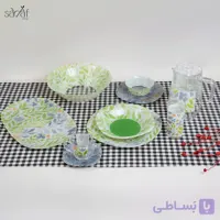 سرویس غذاخوری ۴۶ پارچه ( ۶ نفره کامل ) شیشه ای مدل Alvis green لومینارک فرانسه