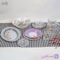 سرویس غذاخوری ۴۶ پارچه ( ۶ نفره کامل ) شیشه ای مدل Rozana begonia لومینارک فرانسه