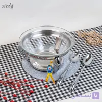 سوفله سالاد خوری استیل پیرکس نیو هوم {به همراه یک قاشق و چنگال استیل}